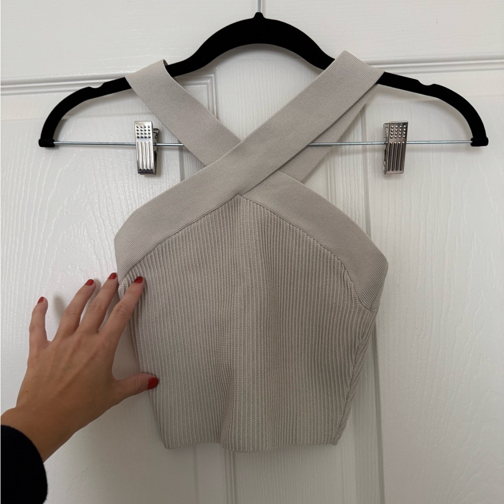 Babaton Cream Ribbed Tank Top